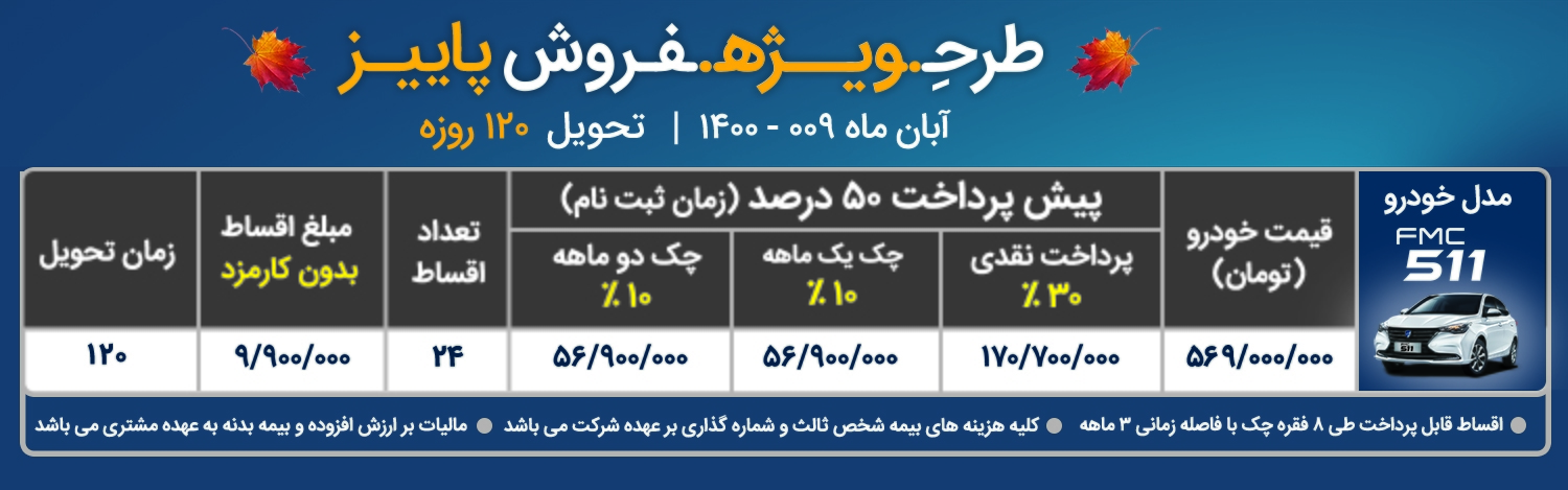 فردا موتورز فروش اقساطی محصول جدیدش را آغاز کرد + مشخصات و تصاویر خودروی فردا ۵۱۱ و جدول شرایط