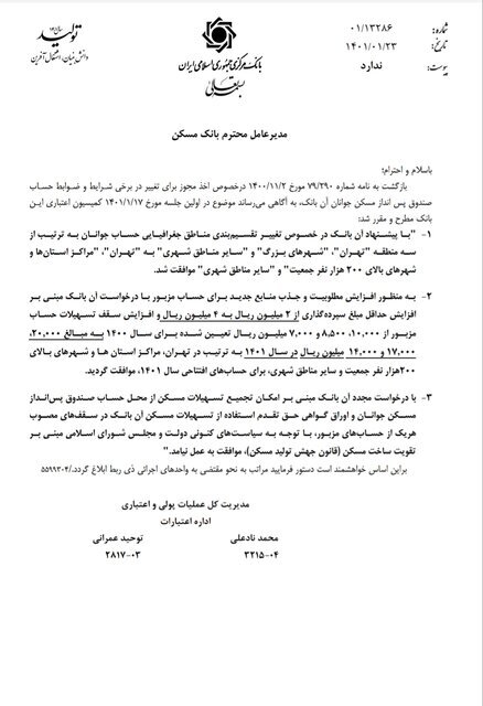 وام مسکن جوانان در تهران تغییر کرد + جزییات