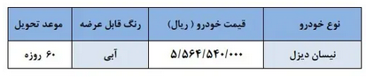 شرایط فروش فوری وانت نیسان دیزلی اعلام شد