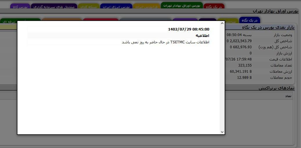 سایت TSETMC از دسترس خارج شد سایت TSETMC از دسترس خارج شد