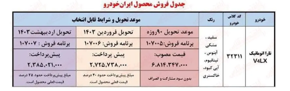 آغاز ثبت نام نقد و اقساط تارا اتوماتیک ویژه آذر ۱۴۰۲ + لینک